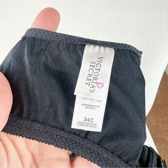 Victorias Secret Second Skin Vintage 90S Black Satin Push Up Bra 34C - Picture 7 of 10